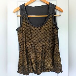 Elie Tahari Gold and Brown Women's Top